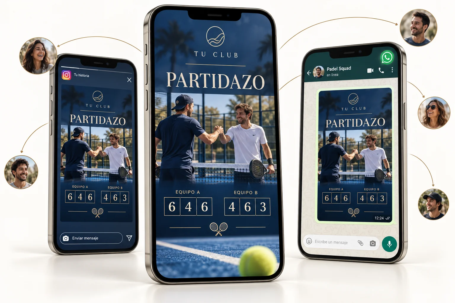 Resultado y estadísticas de un partido preparados para compartir